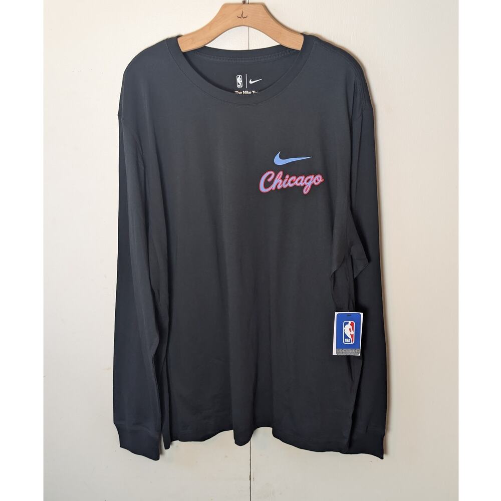 Nike NBA Black Long Sleeve Tee Chicago XXL